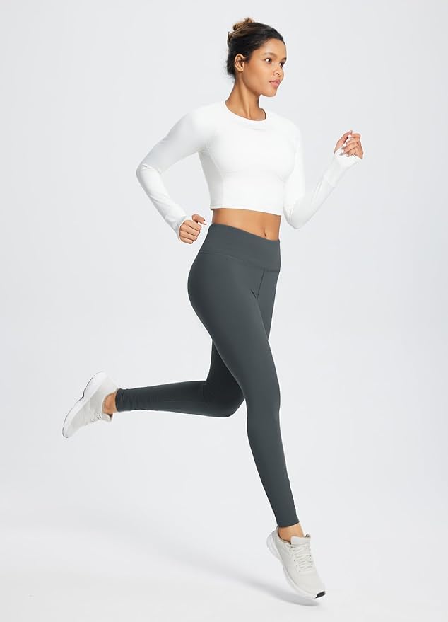 baleaf Women's Fleece Lined Leggings Water Resistant Thermal Winter Warm Tights High Waisted with Pockets Running Gear