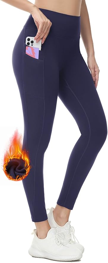 baleaf Women's Fleece Lined Leggings Water Resistant Thermal Winter Warm Tights High Waisted with Pockets Running Gear