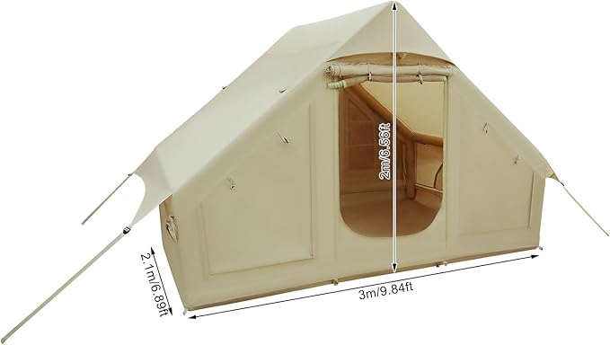 Inflatable Camping Tent with Hand Pump, Easy Setup Water-Resistant Cabin Tent, 300D Oxford Outdoor Camping Tent, 3-4 People Tents with High-Density Mesh Windows