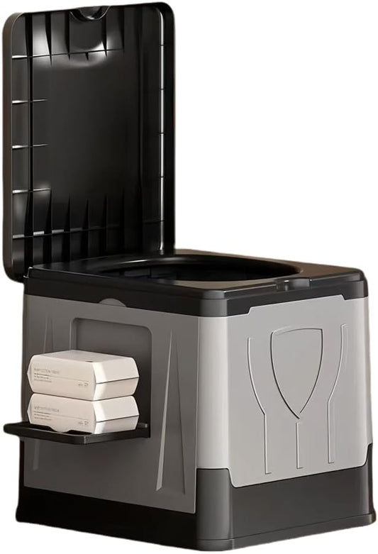 Portable Foldable Camping Toilet for Home, Car, and Camping (Model A) Including Heavy-duty Garbage Bags and 1 Foldable Organizer Bag