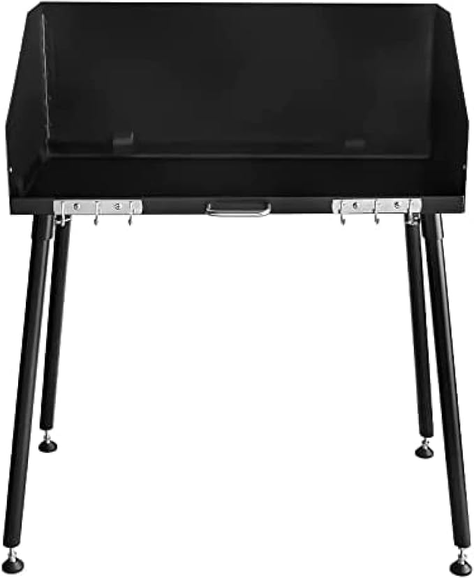 Carbon Steel Camp Cooking with Three-Sided Windscreen and Legs for Outdoor Food Preparation and Dutch Oven,30 X 16 Inch