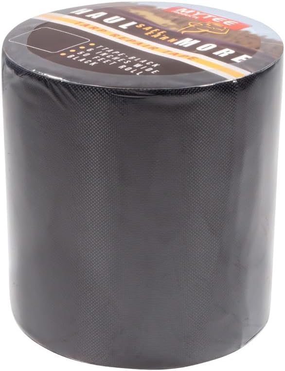 Mytee Products 8.8 oz Waterproof Black Vinyl Tarp Repair Tape 6 Inch x 50 FT with Heavy Duty Adhesive Backing - Tarp Patch Kit, Tarp Repair Kit