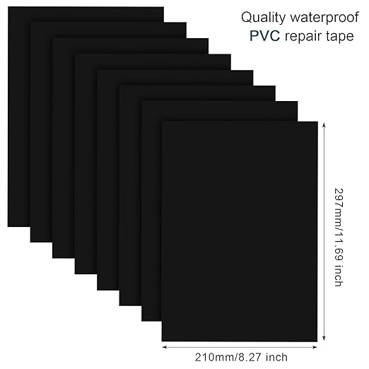 Outus 16 Pieces Waterproof Tent Repair Tape Kit, Repair Tape for Sofa, Tent,seat,Jackets,Umbrella, 8.27" x 11.69" (Black)