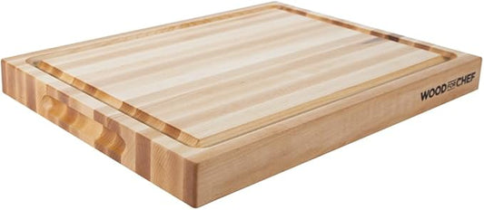 Extra Large XL Cutting Board from North American Maple - Heavy Reversible Butcher Block with Juice Groove for Cutting Meat and Juicy Veggies Easily - Maple Chopping Board - 24x18x1.5 inches