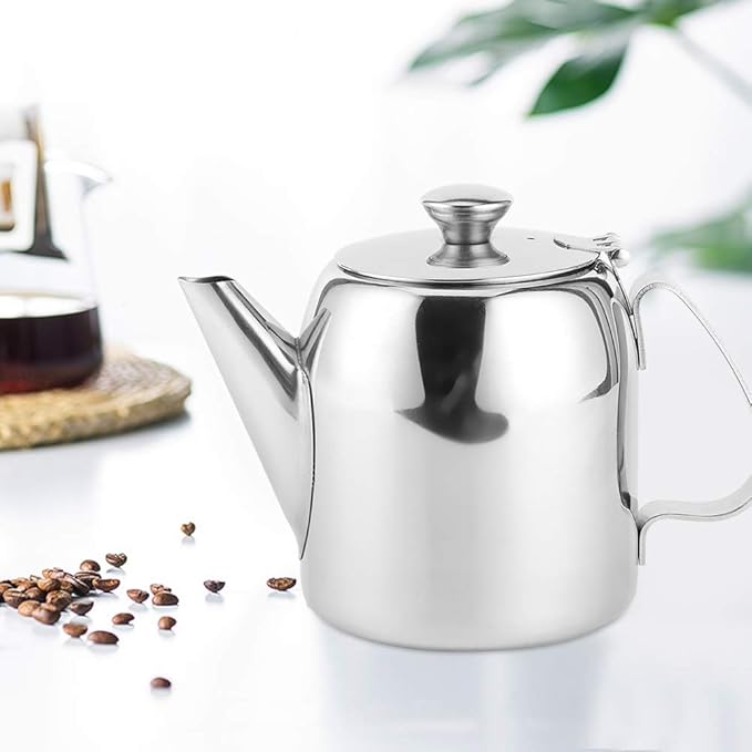 Coffee Pot Teapot Stainless Steel Tea Kettle Cold Short Spout Pour Over for Home Kitchen Hotel Restaurant(20oz)