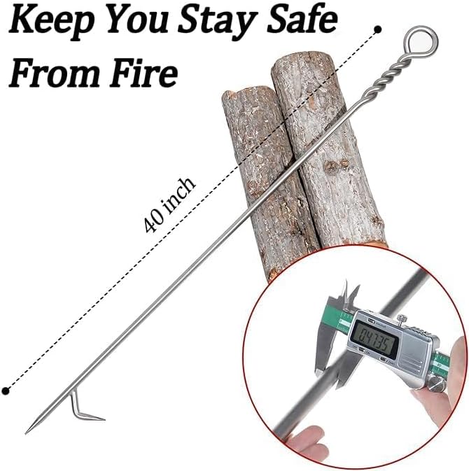 Fire Poker for Fire Pit Outdoor 40in Twisted Rope Design Stainless Steels Fireplace Poker for Fire Pit, Handmade Fire Pit Poker for Firewood Log Coals Campfire Wood Stove, Outdoor and Indoor Use