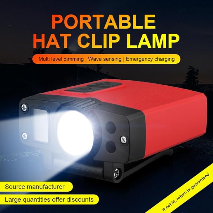 Clip-on Cap Light - with Motion Sensor, can be Charged in The Matching Magnetic Charging Box, 180° Wide Angle Adjustable (Spotlight*1, 1)
