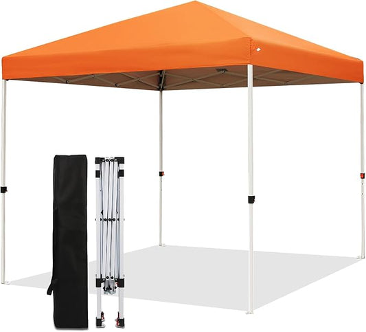 Northroad 8X8 FT Pop Up Canopy, Outdoor Instant Canopy Tent Slant Legs with Carrying Bag, Portable Gazebo Shelter for Wedding Party,Commercial Event,Patio,Garden,Beach -Orange