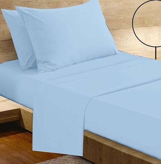 Cot Sheets 30" x 75" - 4 PCs Cot Sheet Set - 600TC 100% Cotton Sheet Set - Cot Size Fitted Sheets Perfect for Narrow Twin/Camp Bunk/Rvs Bunk/Guest Beds/Trifold Mattress, 4-8" Deep Pocket - Light Blue