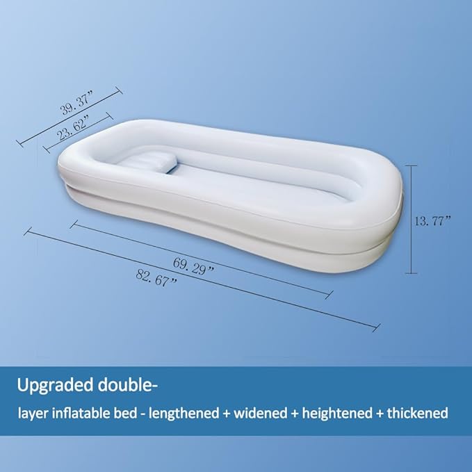 Medical Inflatable Bathtub,Inflatable Bed Bath,Medical PVC Bedside Shower Bathtub Kit,Bed Baths for The Disabled,Bed Tub+Bedside Water Bag+Electric air Pump+Medical Inflatable Shampoo Basin
