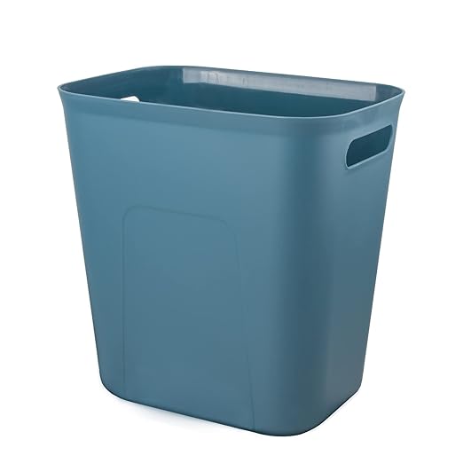 UUJOLY Plastic Small Trash Can Wastebasket, Garbage Container Basket for Bathrooms, Laundry Room, Kitchens, Offices, Kids Rooms, Dorms, 3.5 Gallon, Blue Green