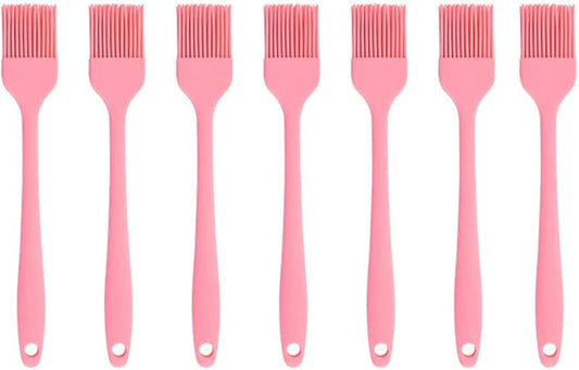 Silicone brush， BBQ/Pastry Basting Brushes,Silicone Cooking Grill Barbecue Baking Pastry Oil/Honey/Sauce Brush (7 PCS,pink)