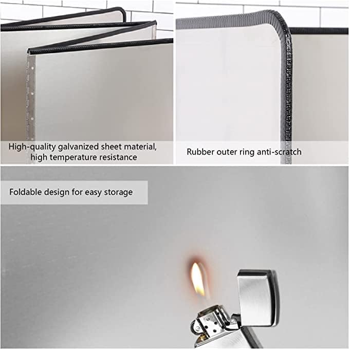 Splatter Guard for Frying Non-Stick 3 Sided Foldable Grease Splatter Screen Stainless Steel Backsplash Anti Splatter Shield Guard for Stove Screen Protector for Frying Stove Top Wall Easy to Clean - S