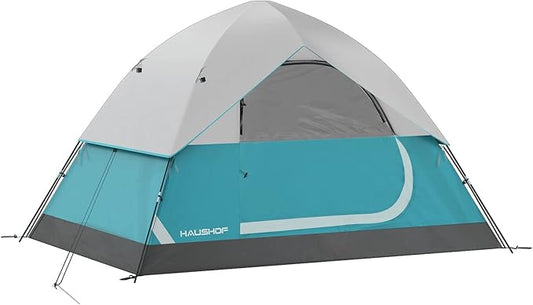 HAUSHOF 2/4-Person Family Dome Tent with Removable Rain-Fly, Easy Set Up Portable Camping Tent for Backpacking Hiking Backyard Outdoor, Green/Blue/2-person/4-person
