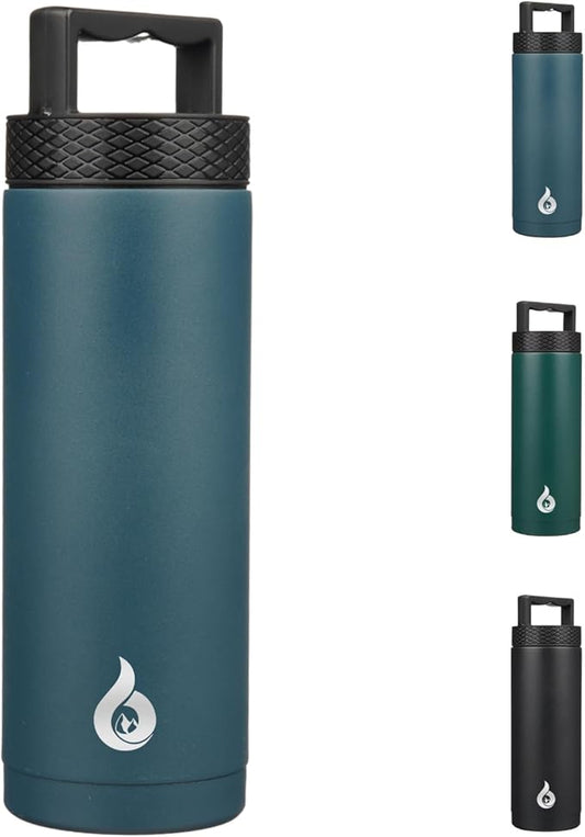 BJPKPK Insulated Water Bottles, Dishwasher Safe 18 oz Water Bottle with Handle, Leakproof BPA Free Water Jug, Stainless Steel Thermo for Sports, Navy Blue
