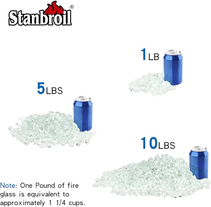 Stanbroil 10-Pound Fire Glass - 1/2 inch Polygon Fire Glass for Fireplace Fire Pit and Landscaping, Crystal