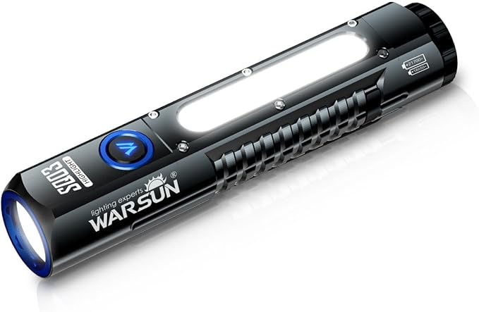WARSUN SQ03 EDC Pocket Flashlight - Rechargeable 1000 Lumen LED Flashlight with Clip, Magnetic Base, Type-C Charging, Waterproof Aluminum Alloy Body for Camping, Hiking, Night Walks, Home Use