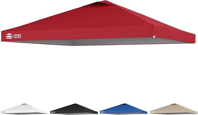 CROWN SHADES 12x12 Canopy Replacement Top - Only Compatible with Crown Shades RM144 Series, Silver Coated with Air Vent, Red (Top Only)