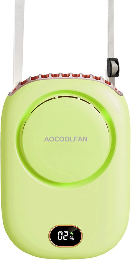 Portable Neck Fan, Mini Small Personal Handheld Fan USB Rechargeable 3 Speed for Girls Boys Woman Eyelash Travel Home Office Outdoor (light green)