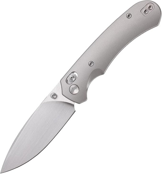 Folding Pocket Knife,3.31” M390 Blade,Erogonomic Titanium Handle,Hunting Survival Knife,EDC Knife for Hunting Camping Survival Outdoor Fishing Hiking（Grey）