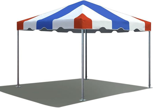 Party Tents Direct 10x10 Heavy-Duty Waterproof Canopy Tent - Steel Frame Outdoor Gazebo for Weddings, Parties & Camping - Red, White and Blue Vinyl Cover