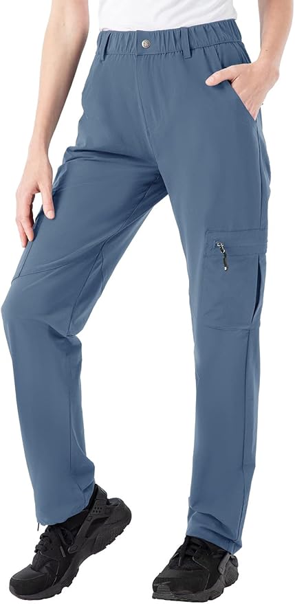 Rdruko Women's Hiking Cargo Pants Water-Resistant Quick Dry UPF 50+ Travel Camping Work Pants Zipper Pockets