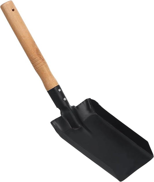 Fireplace Ash Shovel Small Iron Shovel with Wooden Handle Small Garden Mini Digging Soil Dig Spade for Fire Stove Fireplace Trowel Ash Sweep