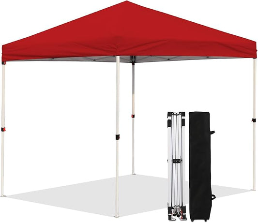 Northroad 8X8 FT Pop Up Canopy, Outdoor Instant Canopy Tent Slant Legs with Carrying Bag, Portable Gazebo Shelter for Wedding Party,Commercial Event,Patio,Garden,Beach -Red