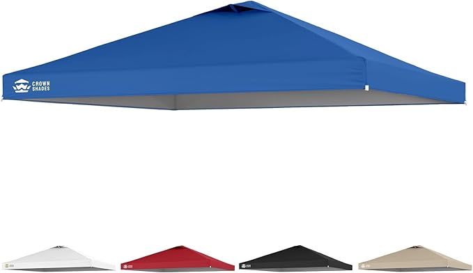 CROWN SHADES 12x12 Canopy Replacement Top - Only Compatible with Crown Shades RM144 Series, Silver Coated with Air Vent, Blue (Top Only)