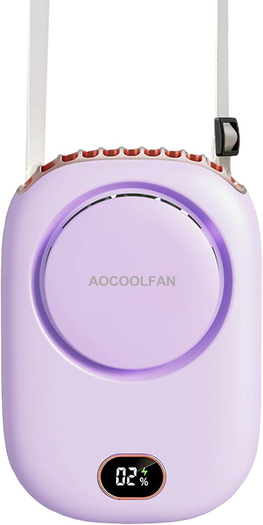 Portable Neck Fan, Mini Small Personal Handheld Fan USB Rechargeable 3 Speed for Girls Boys Woman Eyelash Travel Home Office Outdoor (purple)