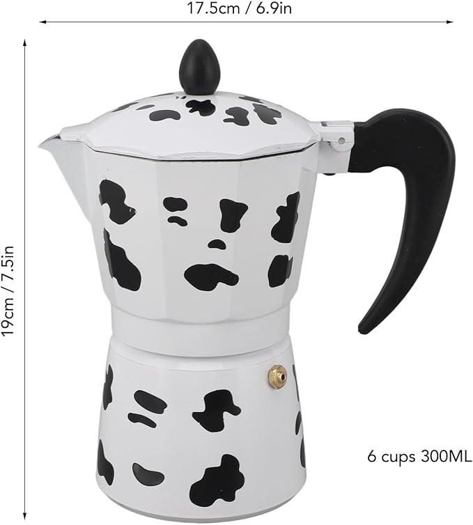 Coffee Pot,Coffee Pot Household Hand Pour Kettle Concentrated Milk Cow Color with Italy Aluminium for Kettle Boil for Home Cafe Outdoor Activities Camping Travel (6 Cups 300ML)
