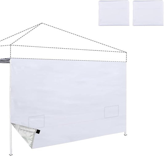 SANWAY Instant Canopy Tent Sunwall Silver, 2 Pack Sidewall Only, for 10x10 Pop up Canopy, with 2 Storage Pockets (White, Splicable)