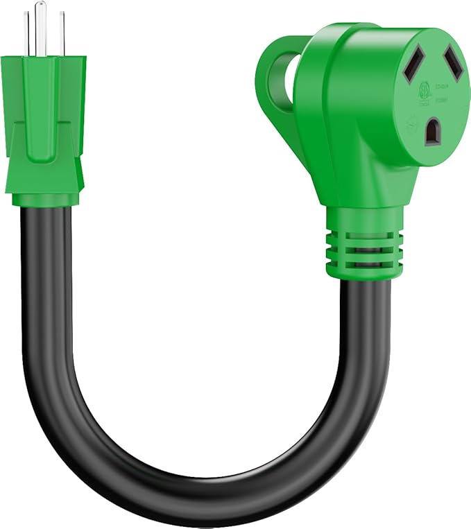 NOVUS 15 Amp to 30 Amp RV Power Adapter Cord, NEMA 5-15P to TT-30R, 12 Inch Heavy Duty 10/3 Gauge STW, Grip Handle, ETL Listed Electrical Converter for RV Camper Trailer Outdoor Use