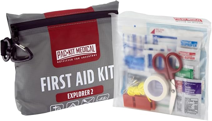 Pac-Kit Watertight Explorer 2 First Aid Kit for Hiking, Camping and Outdoor Activities, 76 Pieces