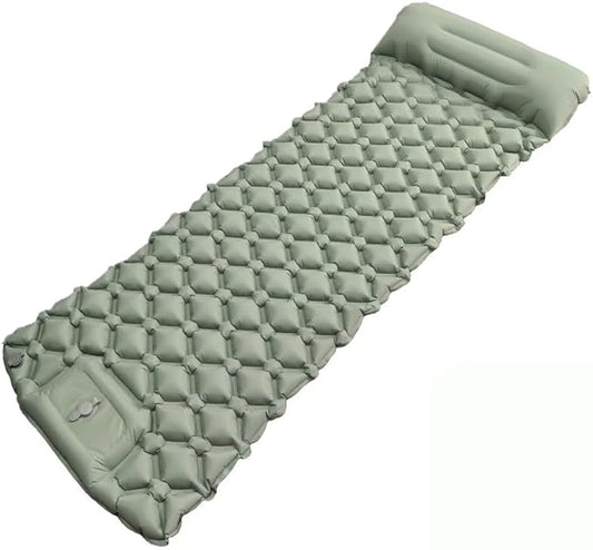 Ultralight Inflatable Camping Sleeping Pad – Compact Built-in Pillow,Waterproof & Durable –Connects to Double Bed and Ideal for Camping, Hiking & Outdoor Adventures (Green)