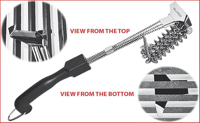 Gill-A-Brush | Grill Brush Bristle Free | with Scraper | BBQ Grill Brush | Heavy Duty Stainless | Safe on All Grates | Safe Accessories | for Gas, Charcoal, Pellet Smokers | Grilling Gifts for Men