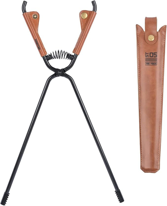 OMUKY Fireplace Tongs Log Claw Tongs with Faux Leather Handle Cover Log Grabber Clamp Tool for Indoor & Outdoor Camping Campfire Fireplace Fire Pit(Black)