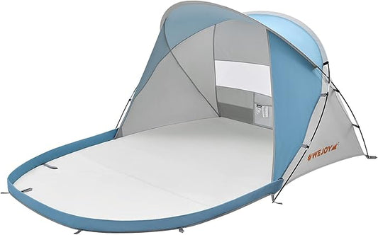 #WEJOY Beach Tent for 3-4 Person Portable Beach Shade Sun Shelter Canopy with UPF 50+ UV Protection Carrying Bag Stakes for Beach Camping Hiking