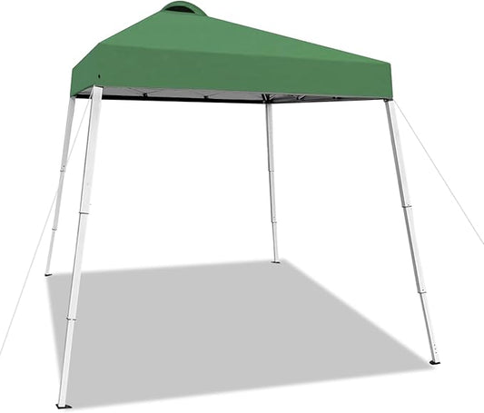 8x8 Top Pop Up Canopy Tent with Central Lock Design, Slant Legs, Backpack, Easy Outdoor Sun Shade for Events, Parties, Camping(Green)
