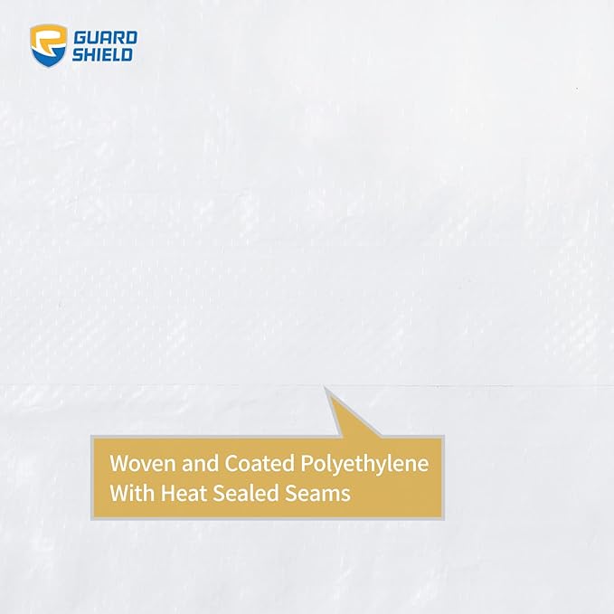 GUARD SHIELD White Tarp 8x8 Feet Medium Duty All Purpose Poly Tarps Cover 7mil