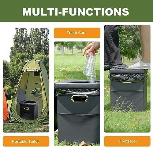 Upgraded XL Portable Camping Toilet with Side Compartment for Car and Adults,Folding Camping Toilets,Portable Compact Porta Potty for Kids,Outdoor Toilet for Camping,Hiking,Truck,RV,Beach,Tent
