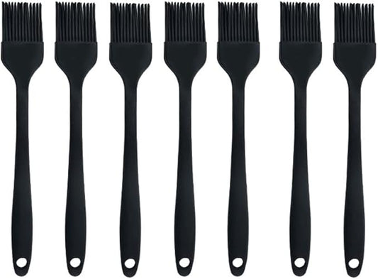 Silicone brush， BBQ/Pastry Basting Brushes,Silicone Cooking Grill Barbecue Baking Pastry Oil/Honey/Sauce Brush (7 PCS,black)