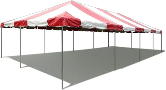 Party Tents Direct 20'x40' Weekender West Coast Tent Frame Party Tent (Red/White) PVC Top with Storage Bag - Tents for Parties, Weddings, Birthdays, Banquets, Fiestas, Workshop, Outdoor Event