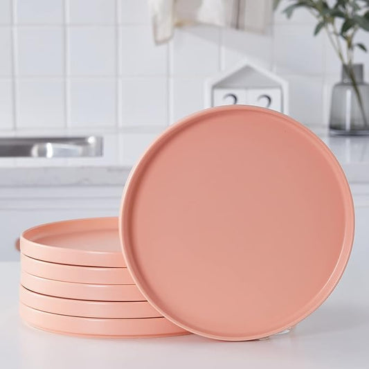 Stone Lain Stella Salad Plate 6-Piece Set, Round, Porcelain, Peach
