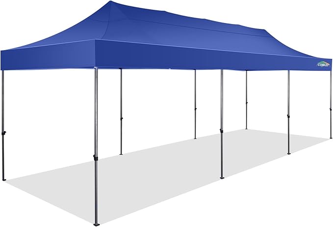 COBIZI 10x30 Pop Up Canopy Without Sidewall,Heavy Duty Canopy UPF 50+ All Season Wind Waterproof Commercial Outdoor Wedding Party Tents for Parties Canopy Gazebo with Roller Bag(10 x 30 ft Dark Blue)
