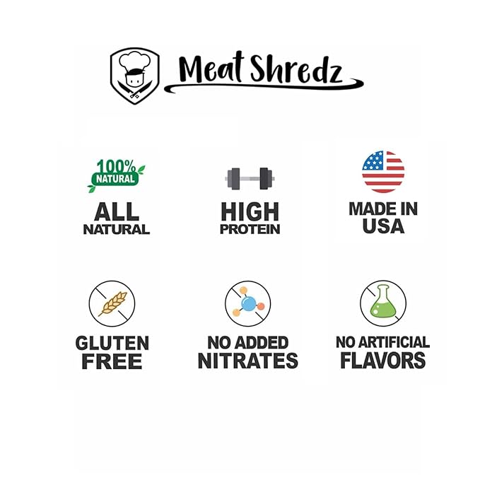Meat Shredz - Premium Dried Pulled Pork (Carolina BBQ - Sweet Mustard, 1 Pack) | Gluten Free | High Protein & Low Sugar | Bacon Bits | Dehydrated Backpacking & Camping Food | Shredded, Dried Jerky Chew Snack