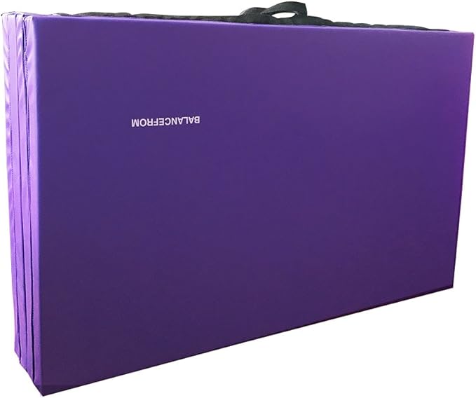 Folding Exercise Gymnastics Mat 10'x4'x2" Gym Workout Mat with Carrying Handles High-Density Anti-Tear Portable Fitness Aerobics Mats for Home Gym Yoga Pilates Tumbling MMA Core Training, Multiple Colors