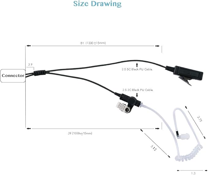 Vx-261 Earpiece Headset with Ptt Mic Compatible with Yaesu Vertex Standard VX-230 VX-231 Walkie Talkie 10 Pack Black