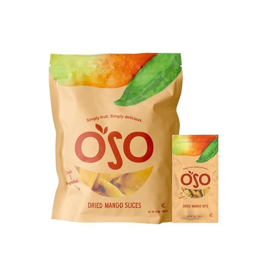 Oso Snacks Dried Mango Bundle | Big Bag + Snack Size (23oz + 1oz) | No Sugar Added | No Preservatives | 100% Fruit | No GMO | Simply Fruit. Simply Delicious.