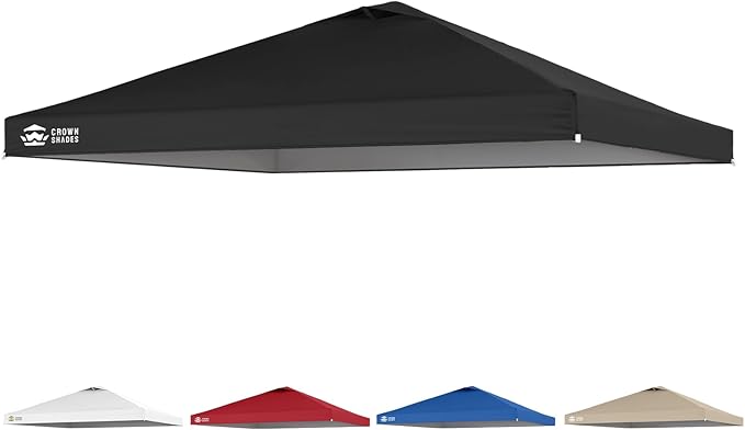 CROWN SHADES 12x12 Canopy Replacement Top - Only Compatible with Crown Shades RM144 Series, Silver Coated with Air Vent, Black (Top Only)